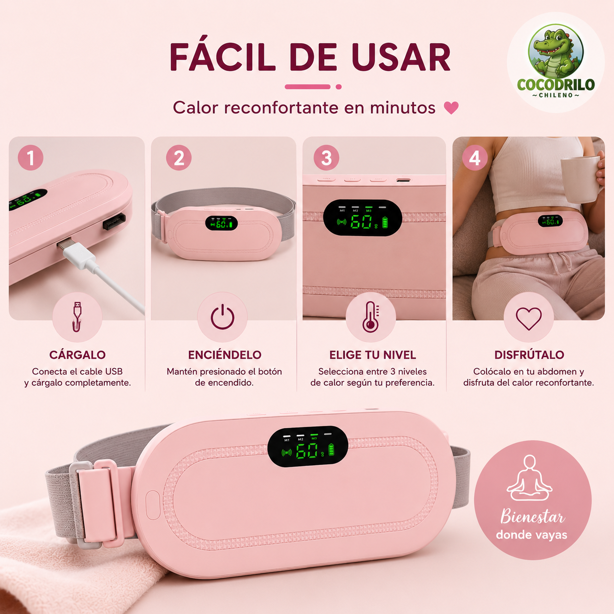 CICLOHEAT™ - Cinturón Térmico Menstrual Eléctrico Recargable