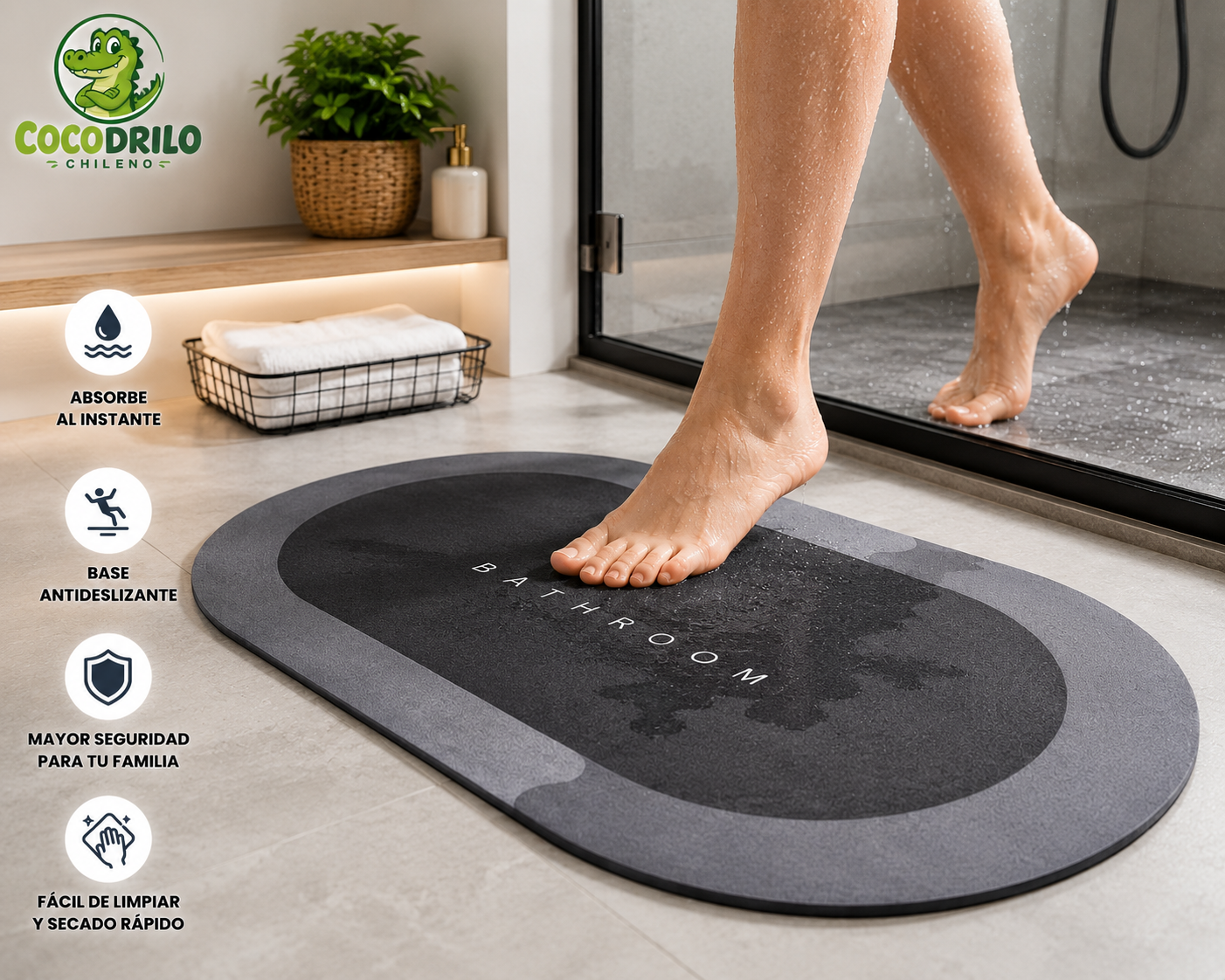 ALFOMBRA DE BAÑO ULTRA ABSORBENTE ANTIDESLIZANTE