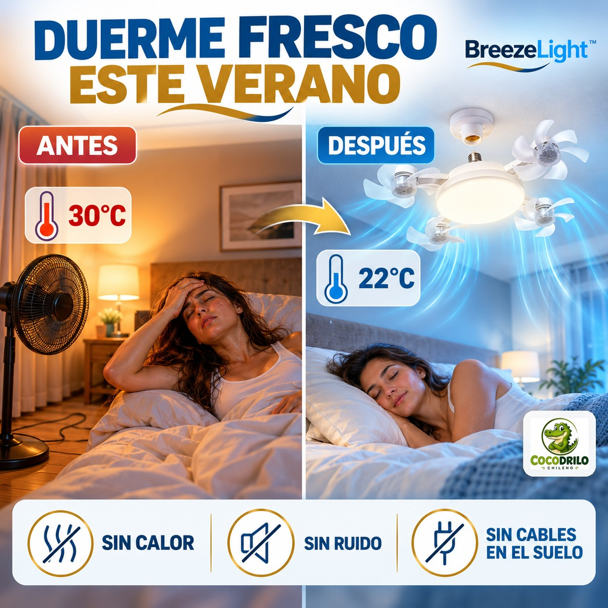 BreezeLight™ Ventilador de Techo con Luz LED 2 en 1