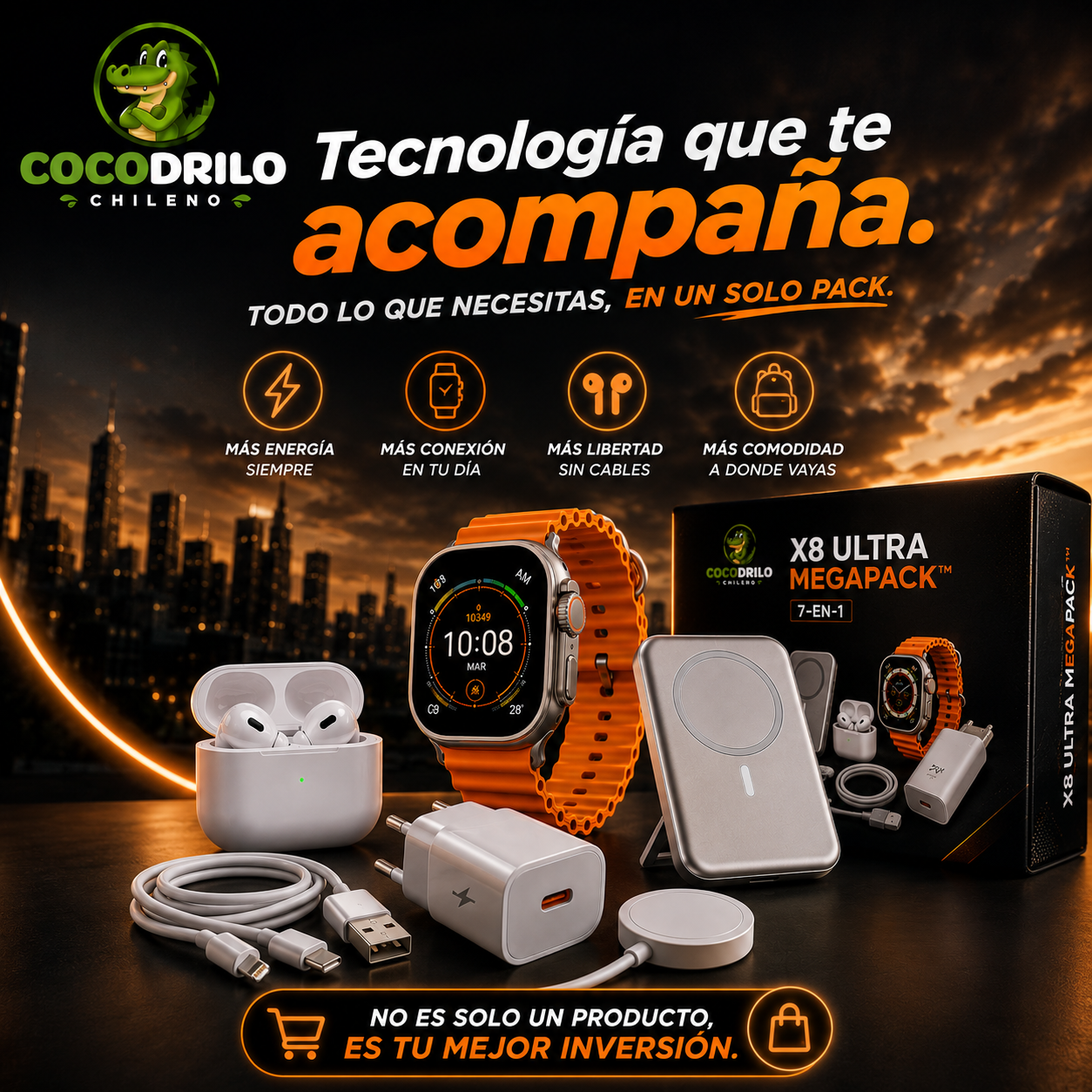 X8 Ultra MegaPack™ - Set Smartwatch X8 Ultra+ Audífonos