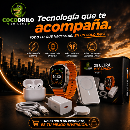X8 Ultra MegaPack™ - Set Smartwatch X8 Ultra+ Audífonos