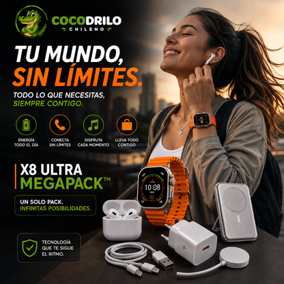 X8 Ultra MegaPack™ - Set Smartwatch X8 Ultra+ Audífonos